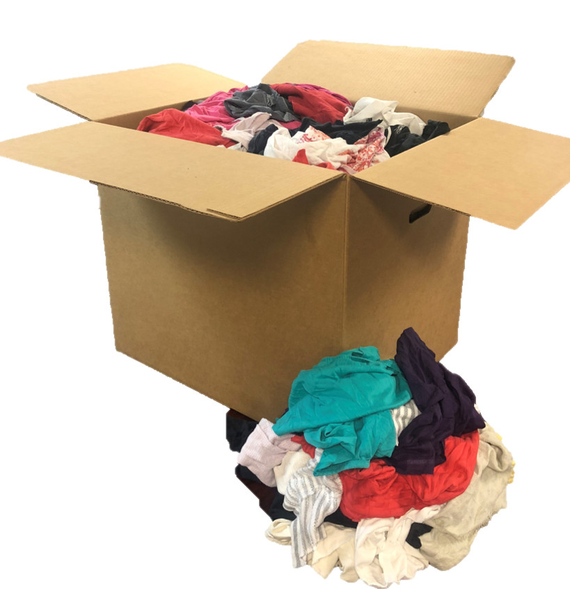 Box of Colored T-shirt Rags – Low Lint, Absorbs Very Well! (50 LB)