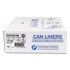 Inteplast Group Can Liners, 33 gal, 16 mic, 33″ x 40″, 25 Bags/Roll, 10 Rolls/CT