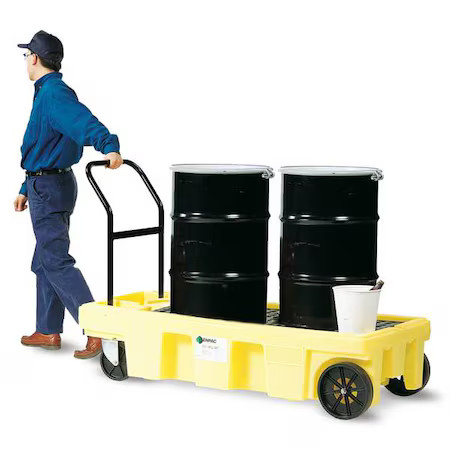 Enpac 5200-Ye Spill Containment Truck, 57 Gal Spill Capacity, 2 Drums, 500 Lb