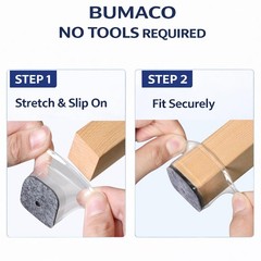 BUMACO Chair Leg Floor Protectors Square L, Clear-40 Pcs