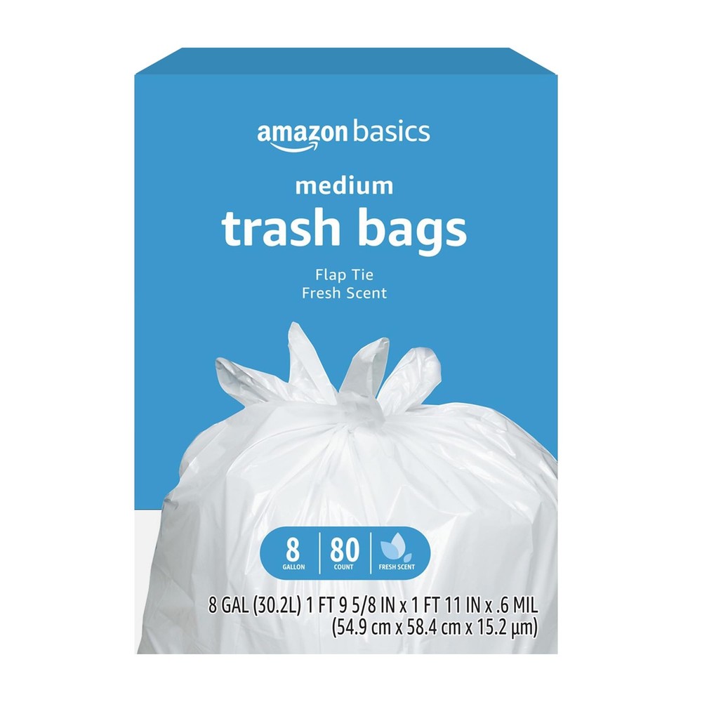 Retailer Basics 8 Gallon Flap Tie Trash Bags Fresh Scent 80 Count 131613