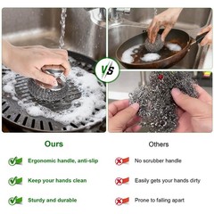4PCS Steel Wool Scrubber Pads, Stainless Set with 3Pcs Steel…