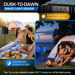 Solar Bug Zapper Outdoor, Waterproof Mosquito Type-C & Black