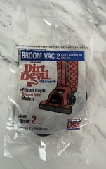 Royal Dirt Devil Broom Vac 2; Replacement Belts Package 3-701260-001 new sealed