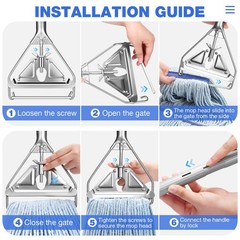 String Mop for Floor Cleaning – Industrial With Replacement Head, Blue-1