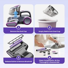 ezly Mattress Vacuum Cleaner with 18KPa Strong Suction, Gray Purple