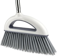Angle Broom for Hardwood Floors – Soft Bristled Kitchen Broom, Off White