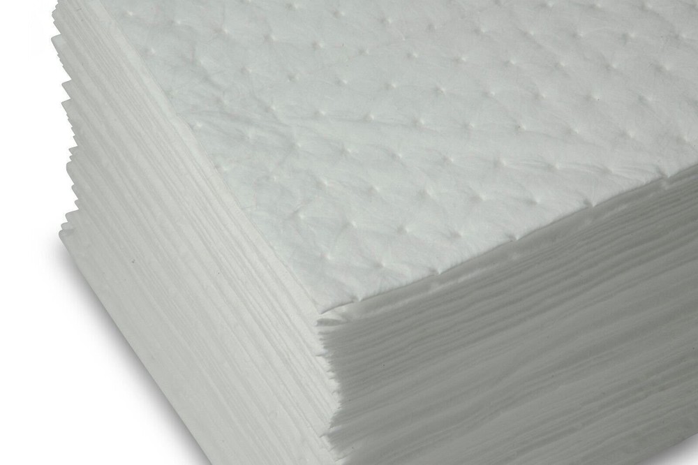 AABACO Oil Only ABSORBENT PADS – 100 LIGTH WEIGTH SHEETS, 15″X17″ WHITE