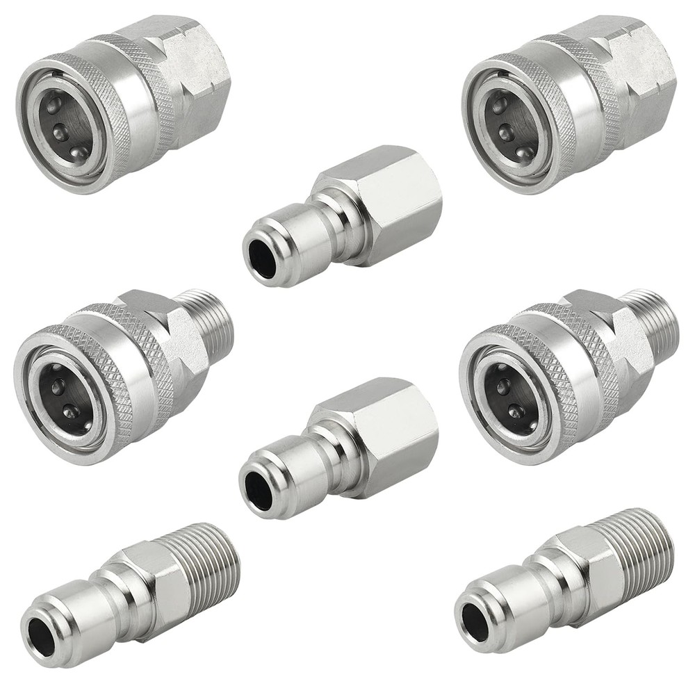 Raincovo Pressure Washer Quick Connect 3/8 Inch, 3/8” Connect, Silver
