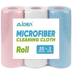 AIDEA Microfiber Cleaning Cloth Roll 165 55 Count (Pack of 3), Multicolor