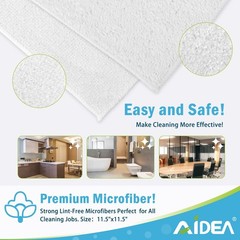 AIDEA Microfiber Cleaning Cloth White 50PK, 12 in. x 12 in.,