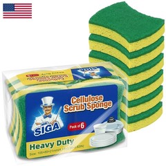 Mr.Siga Heavy Duty Cellulose Scrub Sponge Dual-Sided Dishwashing Sponge For