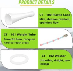 Cleaning Tool Kit, Shaped Nozzle Replacement Parts, Includes Plastic Cone, Weigh