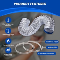 4 Inch x 3 Ft Dryer Vent Hose Flexible Silver Aluminum Duct