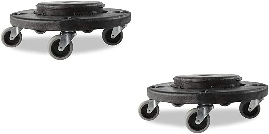 Brute Twist on/Off Round Dolly, Black, Use with BRUTE Trash Can, Pack of 2