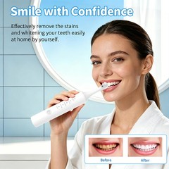 Tooth Polisher, Rechargeable Teeth Whitening Kit with 5 Speed Modes, White