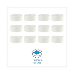 Boardwalk JRT Toilet Paper, Jumbo, Septic Safe, 2-Ply, 3.3″ x 1,000 ft, 12 Rolls