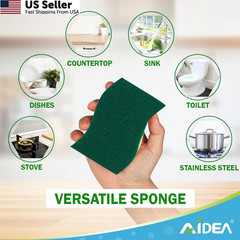 AIDEA Heavy-Duty Scrub Sponges, 6Count, Sponges for Non-Coated Light-green
