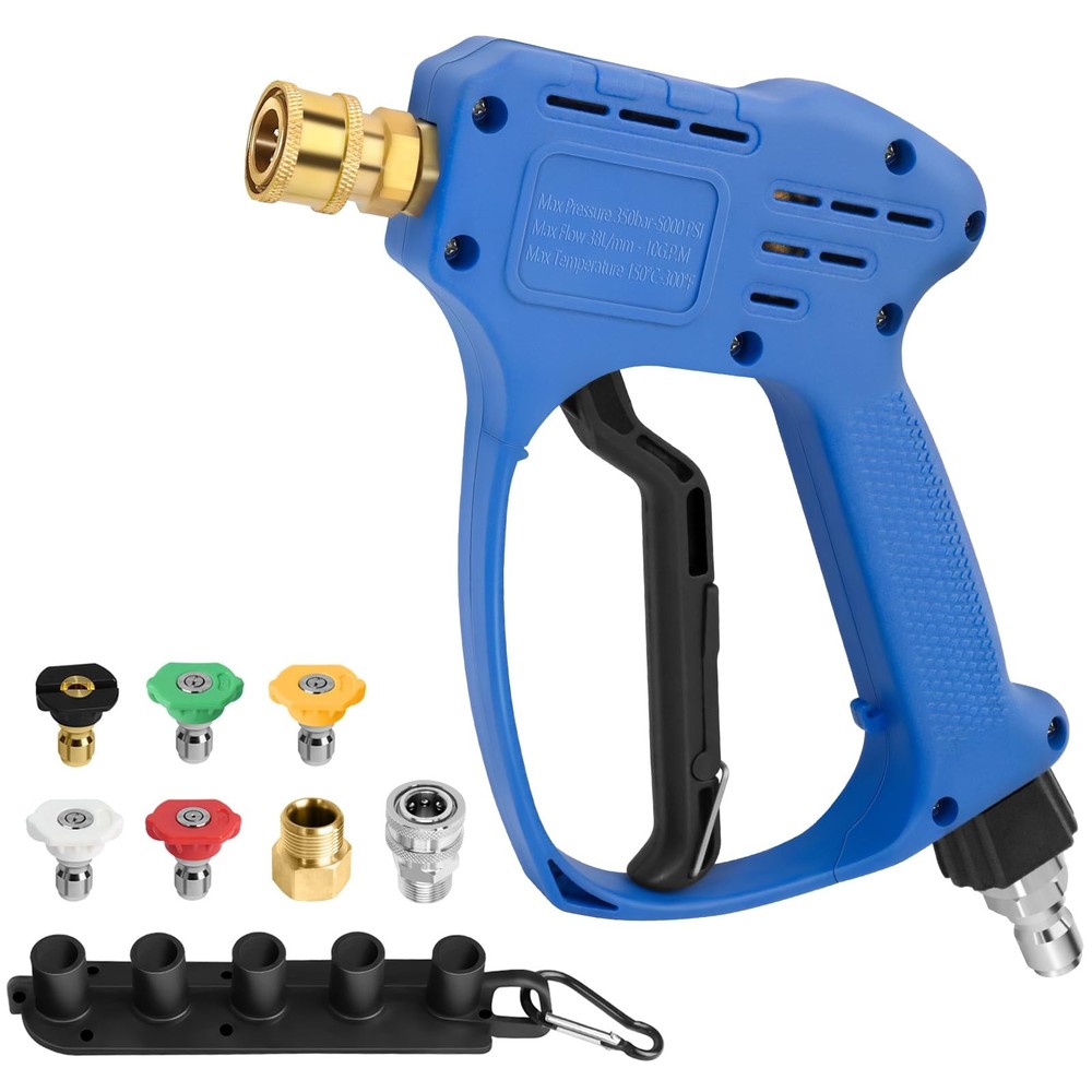 Stubby Swivel Pressure Washer Gun – 5000 PSI / 10 GPM with 3/8″ Male blue