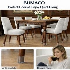 BUMACO 40Pcs Chair Leg Floor Protectors Universal L, Clear-40 Pcs