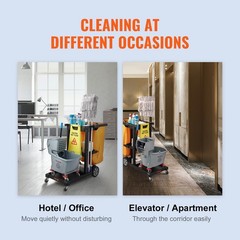VEVOR Janitorial Trolley Cleaning Cart with PVC Bag for Housekeeping Office