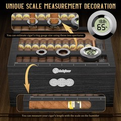 LIHTUN Cigar Humidor, Glass Top Desktop Humidor Box, CH-1, Woodgrain