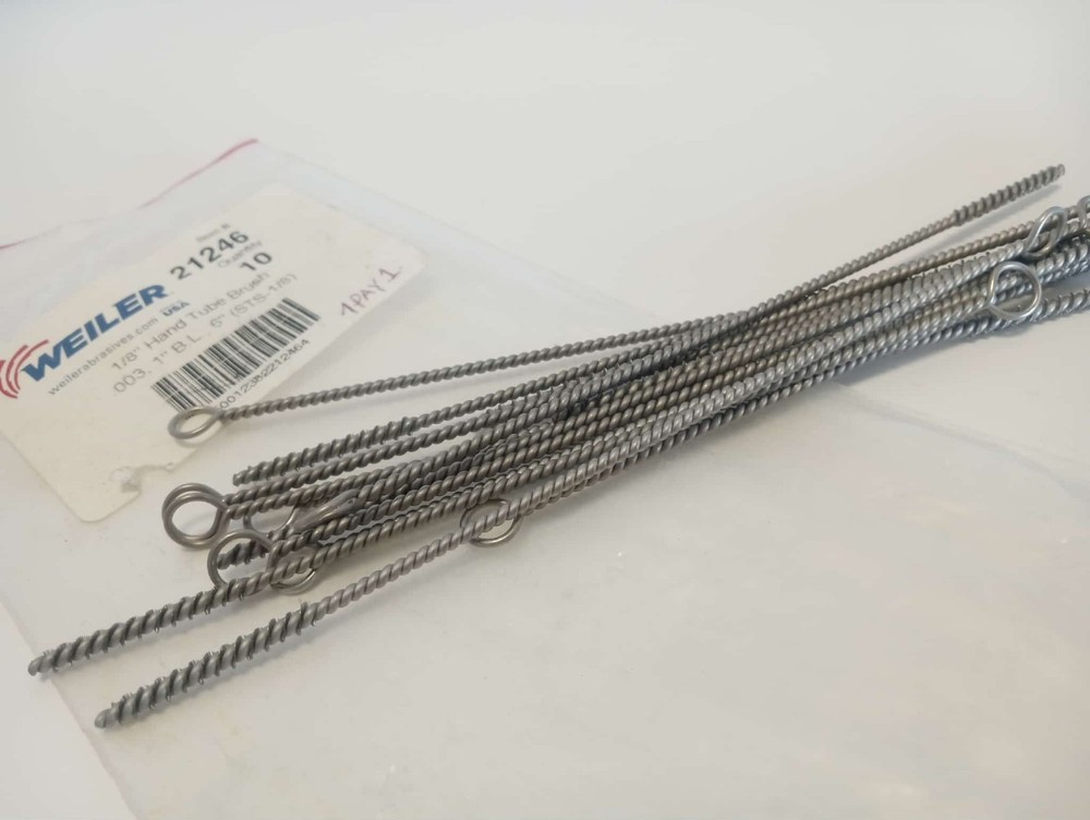 WEILER 21246 1″ Long x 1/8″ Dia Steel Hand Tube Brush Single Spiral, 6″ OAL,