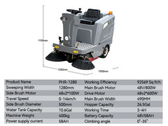 50.4″ Ride-on Floor Sweeper Industrial Machine 26.5 Gallon Dustbin 92600 Sqft/h