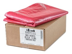 Plasticplace 32-33 Gallon Trash Bags 1.5 Mil Red Garbage Can Liners 33 X 39 100