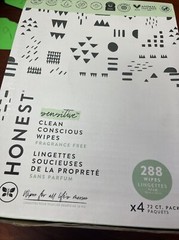 Honest Clean Conscious Wipes Fragrance Free 288 Wipes =4packs