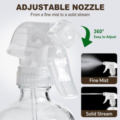 Glass Spray Bottles with Silicone Sleeves (2 Pack, 16 oz), Mist Green & Grey