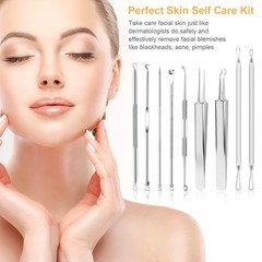 UUBAAR 9PCS Blackhead Remover Tools, Pimple Popper Tool Kit with 2 Silver