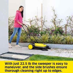 Karcher S 4 Twin Walk-Behind Outdoor Hand Push Sweeper – 5.25 Gallon Capacity