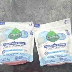 Seventh Generation Sensitive Skin Hypoallergenic Free & Clear Detergent Packs 45