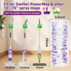 Funtin Power Mop Pads for Swiffer PowerMop, Unscented 40 Packs, White-purple