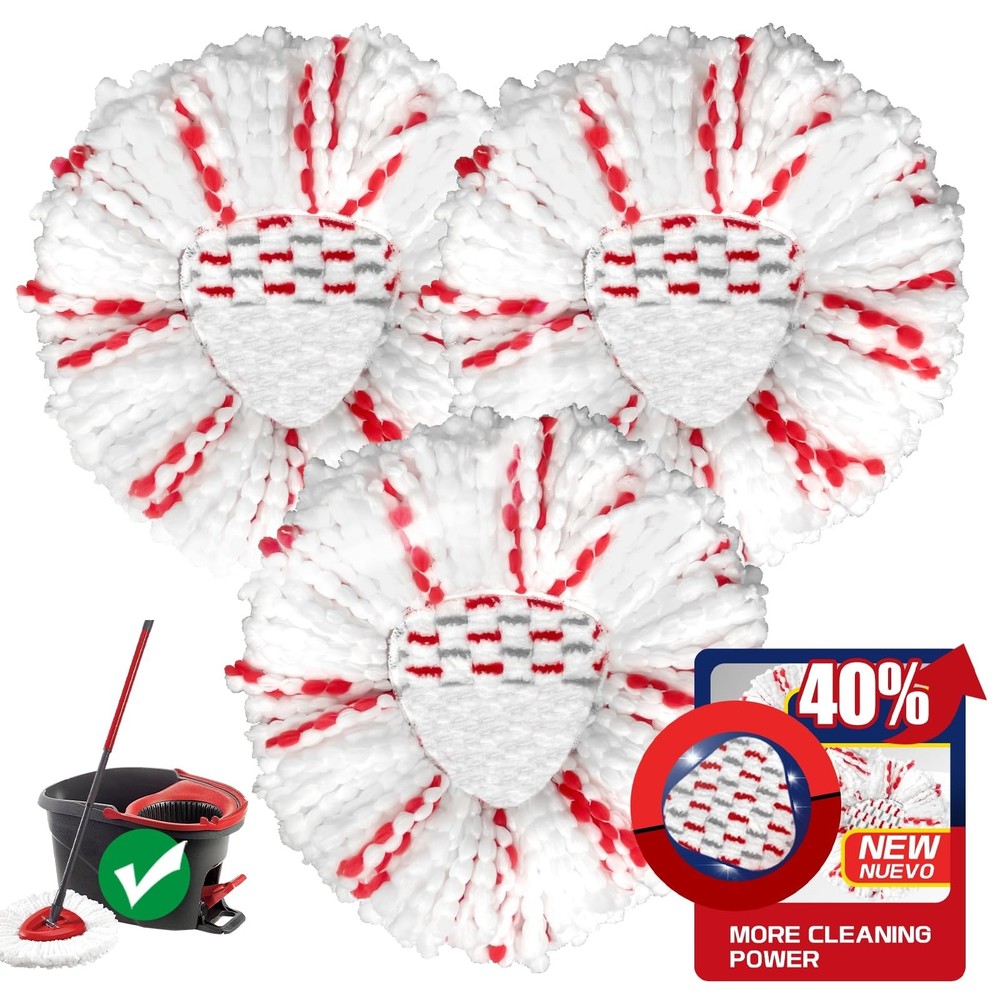 [2026 New Version] Mop Head Replacement – 40% More Cleaning Power, 3 Pack Spi…