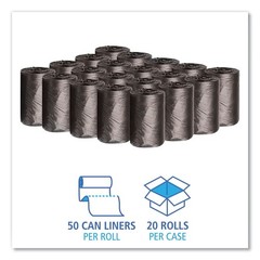 Boardwalk Light-Grade Can Liners 17×17 .35 Mil 4 Gal Black 50 Bags/RL 20 Rolls