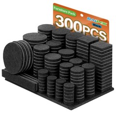 Furniture Pads 300 Pieces Felt Premium Huge Pack, Black, Black