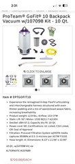 ProTeam GoFit 10 Backpack Vacuum 107689 HEPA Commercial 10-Qt w/ Xover Tool Kit