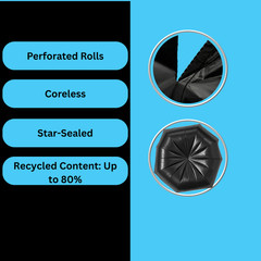 LLDPE Star Seal Can Liner Bag 55-60 Gal Black 1.25 Mil 38″ x 58″ 100 bags