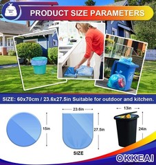 Okkeai 8 Gallon Kitchen Trash Bags Blue Garbage Bags Strong 30L Trash Can Bags