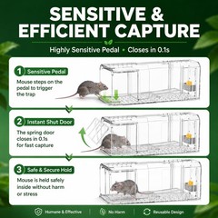 AOVSTOXIC Humane Mouse Traps for Home – Reusable No-Touch Live transparent