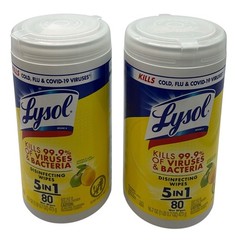 Lot-2 Lysol Disinfecting Wipes Bundle 80 Count Home Cleaning Supplies Lemon Lime