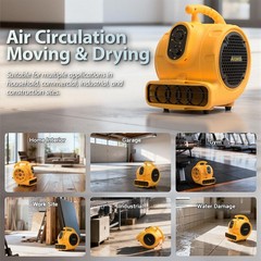 Air Mover, 1100 CFM 1/4 HP 200W Blower Fan, Floor Fan Heavy Duty with 3 Speed…