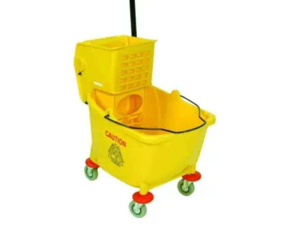 35 Qt. Plastic Mop Bucket with Wringer with 3 inch Non-Marking Wheels Commercial