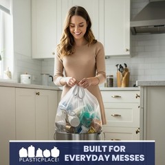 Plasticplace 13 Gallon Trash Bags 1.0 Mil Clear Extra Tall Drawstring Garbage