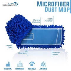 KLEEN HANDLER 24 Inch Microfiber Dust Mop, Medium 1 Pack, Blue – 24