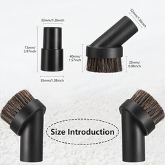 Honoson 3 Pcs 25 mm Vacuum Brush Attachment Round Dust with 1-1/4 Black