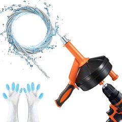 Drain Auger, Clog Remover 24.606 feet long with a 3-inch diameter, Orange