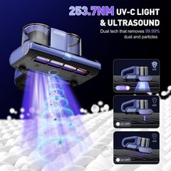 Mattress Vacuum Cleaner, 16kPa Bed Cleaner with 253.7nm Bluish Purple